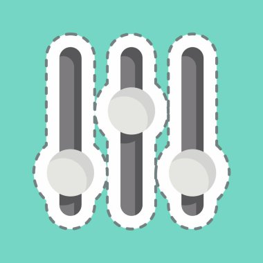 Çıkartma çizgisi müzik ayarlayıcıyı kesti. Podcast sembolüyle ilgili. Basit dizayn edilebilir. Basit resimleme