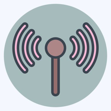 Simge Sinyal Akımı. Podcast sembolüyle ilgili. renk arkadaşı stili. Basit dizayn edilebilir. Basit resimleme