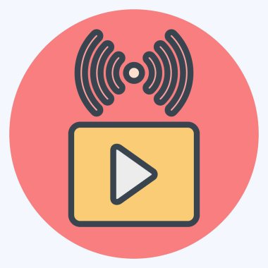Simge Video Yayını. Podcast sembolüyle ilgili. renk arkadaşı stili. Basit dizayn edilebilir. Basit resimleme