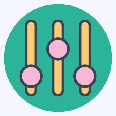 Simge Müzik Ayarlayıcısı. Podcast sembolüyle ilgili. renk arkadaşı stili. Basit dizayn edilebilir. Basit resimleme