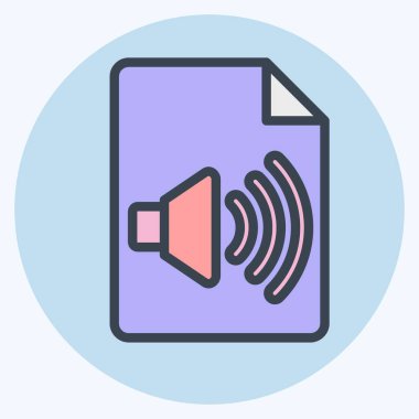 Simge Ses Dosyası. Podcast sembolüyle ilgili. renk arkadaşı stili. Basit dizayn edilebilir. Basit resimleme