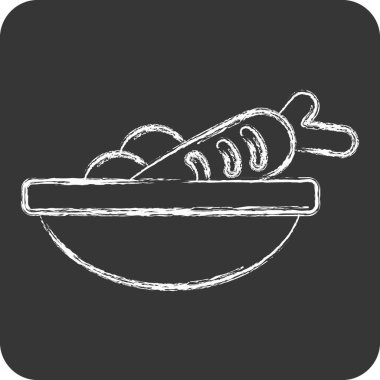 Icon Vegan. Vegan sembolüyle ilgili. Tebeşir stili. Basit dizayn edilebilir. Basit resimleme