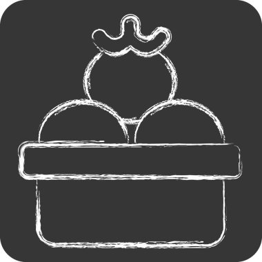 Simge domates. Vegan sembolüyle ilgili. Tebeşir stili. Basit dizayn edilebilir. Basit resimleme