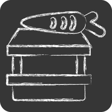 Icon Vegan Dükkanı. Vegan sembolüyle ilgili. Tebeşir stili. Basit dizayn edilebilir. Basit resimleme