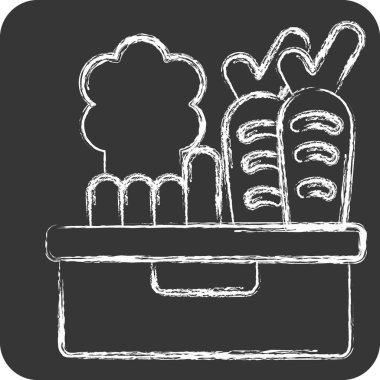 İkon Sebze. Vegan sembolüyle ilgili. Tebeşir stili. Basit dizayn edilebilir. Basit resimleme