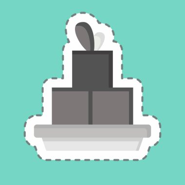 Etiket şeridi tofuyu kesti. Vegan sembolüyle ilgili. Basit dizayn edilebilir. Basit resimleme