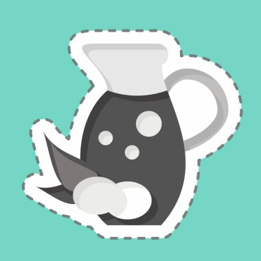 Çıkartma çizgisi zeytinyağını kesti. Vegan sembolüyle ilgili. Basit dizayn edilebilir. Basit resimleme