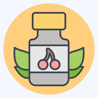 İkon Vitaminler. Vegan sembolüyle ilgili. renk arkadaşı stili. Basit dizayn edilebilir. Basit resimleme