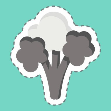 Çıkartma çizgisi Karnabahar 'ı kesti. Vegan sembolüyle ilgili. Basit dizayn edilebilir. Basit resimleme