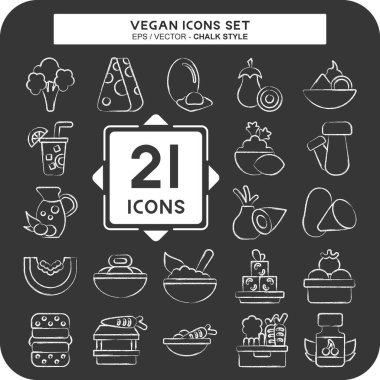 Icon Vegan 'ı hazırla. Sebze sembolüyle ilgili. Tebeşir stili. Basit dizayn edilebilir. Basit resimleme