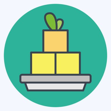 Icon Tofu. Vegan sembolüyle ilgili. renk arkadaşı stili. Basit dizayn edilebilir. Basit resimleme