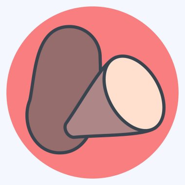 Icon Patates. Vegan sembolüyle ilgili. renk arkadaşı stili. Basit dizayn edilebilir. Basit resimleme