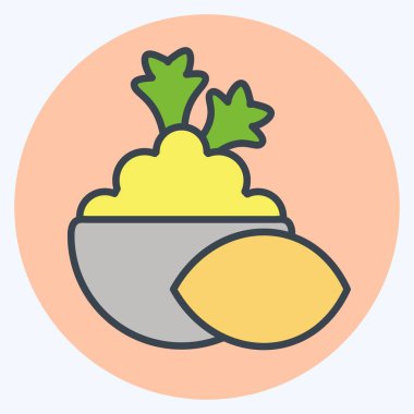 Patates püresi. Vegan sembolüyle ilgili. renk arkadaşı stili. Basit dizayn edilebilir. Basit resimleme