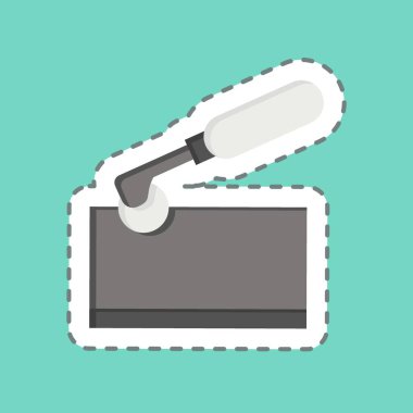 Etiket çizgisi İz Sürücü Tekeri 'ni kesti. Shoemaker sembolüyle ilgili. Basit dizayn edilebilir. Basit resimleme