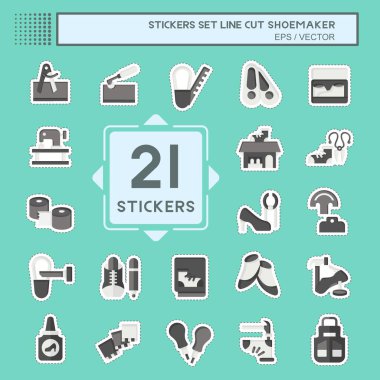 Çıkartma çizgisi Set Shoemaker 'ı kesti. Ayakkabı sembolüyle ilgili. Basit dizayn edilebilir. Basit resimleme