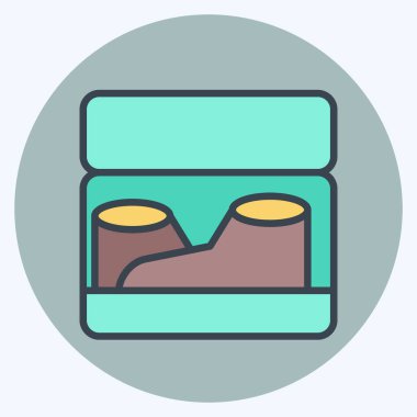 Simge ayakkabı kutusu. Shoemaker sembolüyle ilgili. renk arkadaşı stili. Basit dizayn edilebilir. Basit resimleme