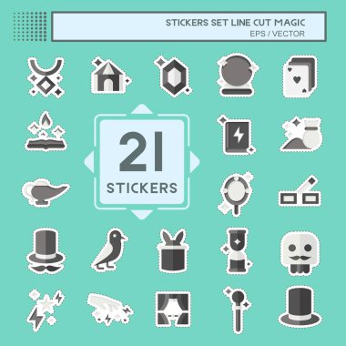 Çıkartma çizgisi Set Magic 'i kesti. Tatil sembolüyle ilgili. Basit dizayn edilebilir. Basit resimleme