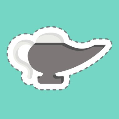 Çıkartma çizgisi Sihirli Lamba 'yı kesti. Sihirli sembolle ilgili. Basit dizayn edilebilir. Basit resimleme