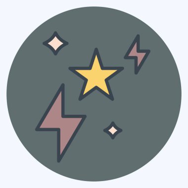 Simge kıvılcımları. Sihirli sembolle ilgili. renk arkadaşı stili. Basit dizayn edilebilir. Basit resimleme