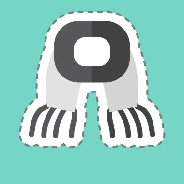 Etiket şeridi Eşarp 'ı kesti. Hipster sembolüyle ilgili. Basit dizayn edilebilir. Basit resimleme