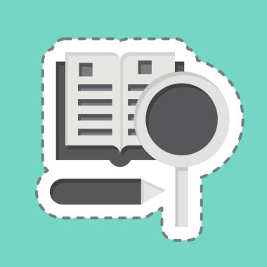 Çıkartma çizgisi Book 'u kesti. Hipster sembolüyle ilgili. Basit dizayn edilebilir. Basit resimleme