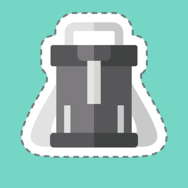 Çıkartma çizgisi sırt çantasını kesti. Hipster sembolüyle ilgili. Basit dizayn edilebilir. Basit resimleme