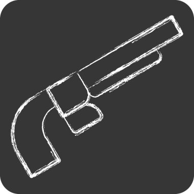 Icon Shotgun. Silah sembolüyle ilgili. Tebeşir stili. Basit dizayn edilebilir. Basit resimleme