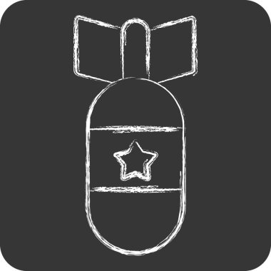 Simgesel Atom Bombası. Silah sembolüyle ilgili. Tebeşir stili. Basit dizayn edilebilir. Basit resimleme