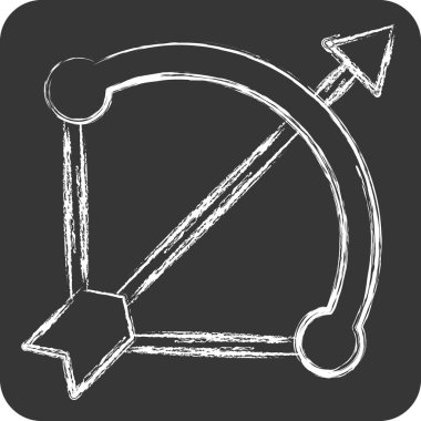 Simge yayı ve ok. Silah sembolüyle ilgili. Tebeşir stili. Basit dizayn edilebilir. Basit resimleme