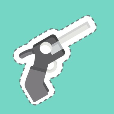 Çıkartma çizgisi Revolver 'ı kesti. Silah sembolüyle ilgili. Basit dizayn edilebilir. Basit resimleme