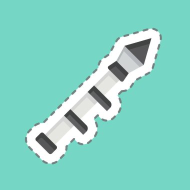 Çıkartma çizgisi Bazooka 'yı kesti. Silah sembolüyle ilgili. Basit dizayn edilebilir. Basit resimleme