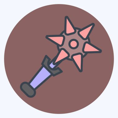 Simge Mace. Silah sembolüyle ilgili. renk arkadaşı stili. Basit dizayn edilebilir. Basit resimleme