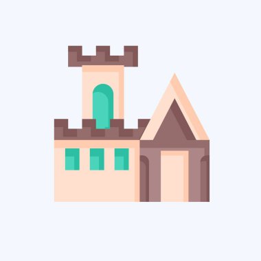 Simge Kalesi. Ortaçağ sembolüyle ilgili. Düz stil. Basit dizayn edilebilir. Basit resimleme