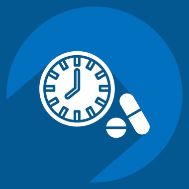 Simge İlaç Zamanlaması. Hepatolojist sembolüyle ilgili. Uzun gölge tarzı. Basit dizayn edilebilir. Basit resimleme