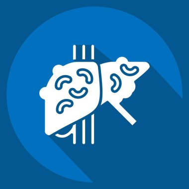 Simgesel Karaciğer Kanseri. Hepatolojist sembolüyle ilgili. Uzun gölge tarzı. Basit dizayn edilebilir. Basit resimleme