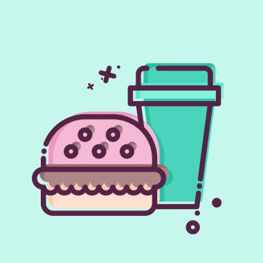 İkon Fast Food. Hepatolojist sembolüyle ilgili. MBE tarzı. Basit dizayn edilebilir. Basit resimleme