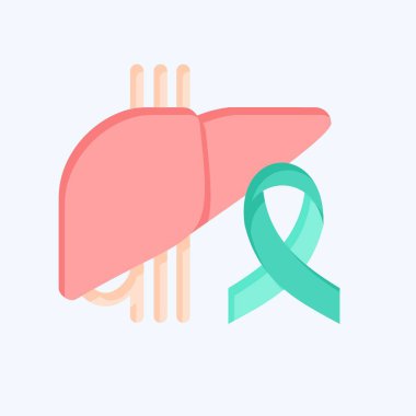 İkon Kanser. Hepatolojist sembolüyle ilgili. Düz stil. Basit dizayn edilebilir. Basit resimleme