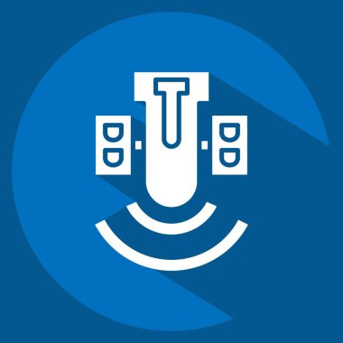 Simge Uzay Teleskobu. Uydu sembolüyle ilgili. Uzun gölge tarzı. Basit dizayn edilebilir. Basit resimleme