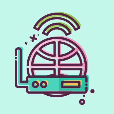 Simge İnternet Alıcısı. Uydu sembolüyle ilgili. MBE tarzı. Basit dizayn edilebilir. Basit resimleme