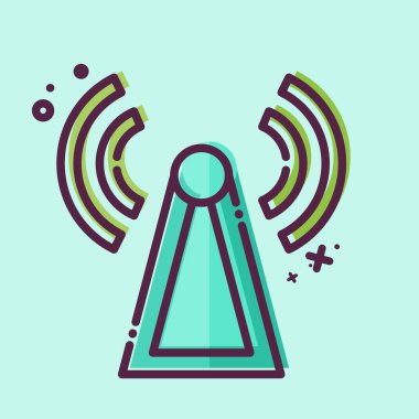 Simge Anten Kulesi. Uydu sembolüyle ilgili. MBE tarzı. Basit dizayn edilebilir. Basit resimleme