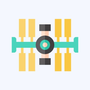 Simge Uzay İstasyonu. Uydu sembolüyle ilgili. Düz stil. Basit dizayn edilebilir. Basit resimleme