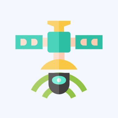 Simge Gözlem Uydusu. Uydu sembolüyle ilgili. Düz stil. Basit dizayn edilebilir. Basit resimleme