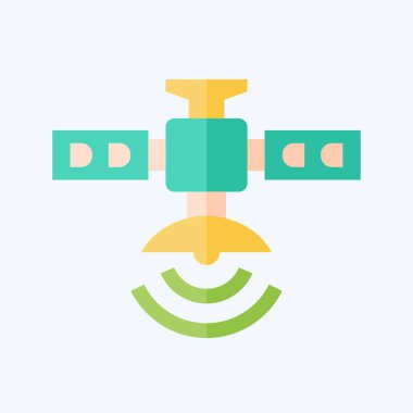 Simge Yapay Uydu. Uydu sembolüyle ilgili. Düz stil. Basit dizayn edilebilir. Basit resimleme