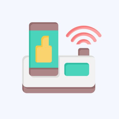 İkon kablosuz şarj aleti. Smart Home sembolüyle ilgili. Düz stil. Basit dizayn edilebilir. Basit resimleme