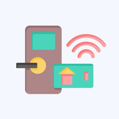 Simge Gigital Kapı Kilidi. Smart Home sembolüyle ilgili. Düz stil. Basit dizayn edilebilir. Basit resimleme