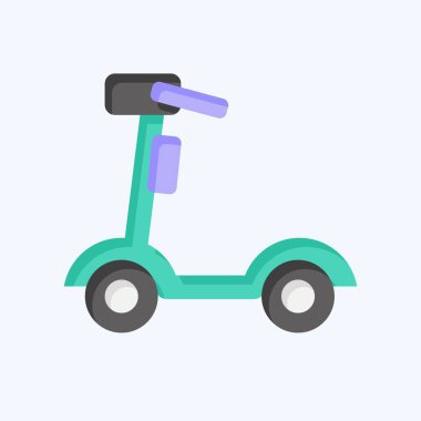 Icon Elektrikli Scooter. Smart Home sembolüyle ilgili. Düz stil. Basit dizayn edilebilir. Basit resimleme