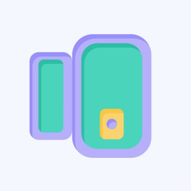 Simge Kapısı Pencere Sensörü. Smart Home sembolüyle ilgili. Düz stil. Basit dizayn edilebilir. Basit resimleme