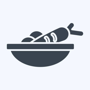 Icon Vegan. Vegan sembolüyle ilgili. Kabartma tarzı. Basit dizayn edilebilir. Basit resimleme