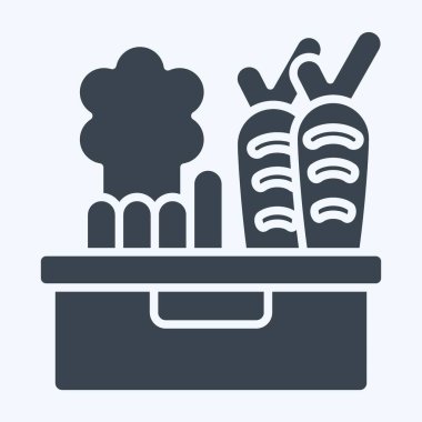 İkon Sebze. Vegan sembolüyle ilgili. Kabartma tarzı. Basit dizayn edilebilir. Basit resimleme