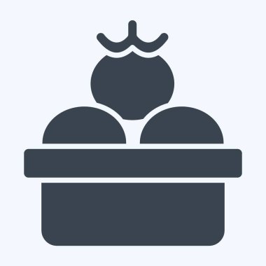 Simge domates. Vegan sembolüyle ilgili. Kabartma tarzı. Basit dizayn edilebilir. Basit resimleme